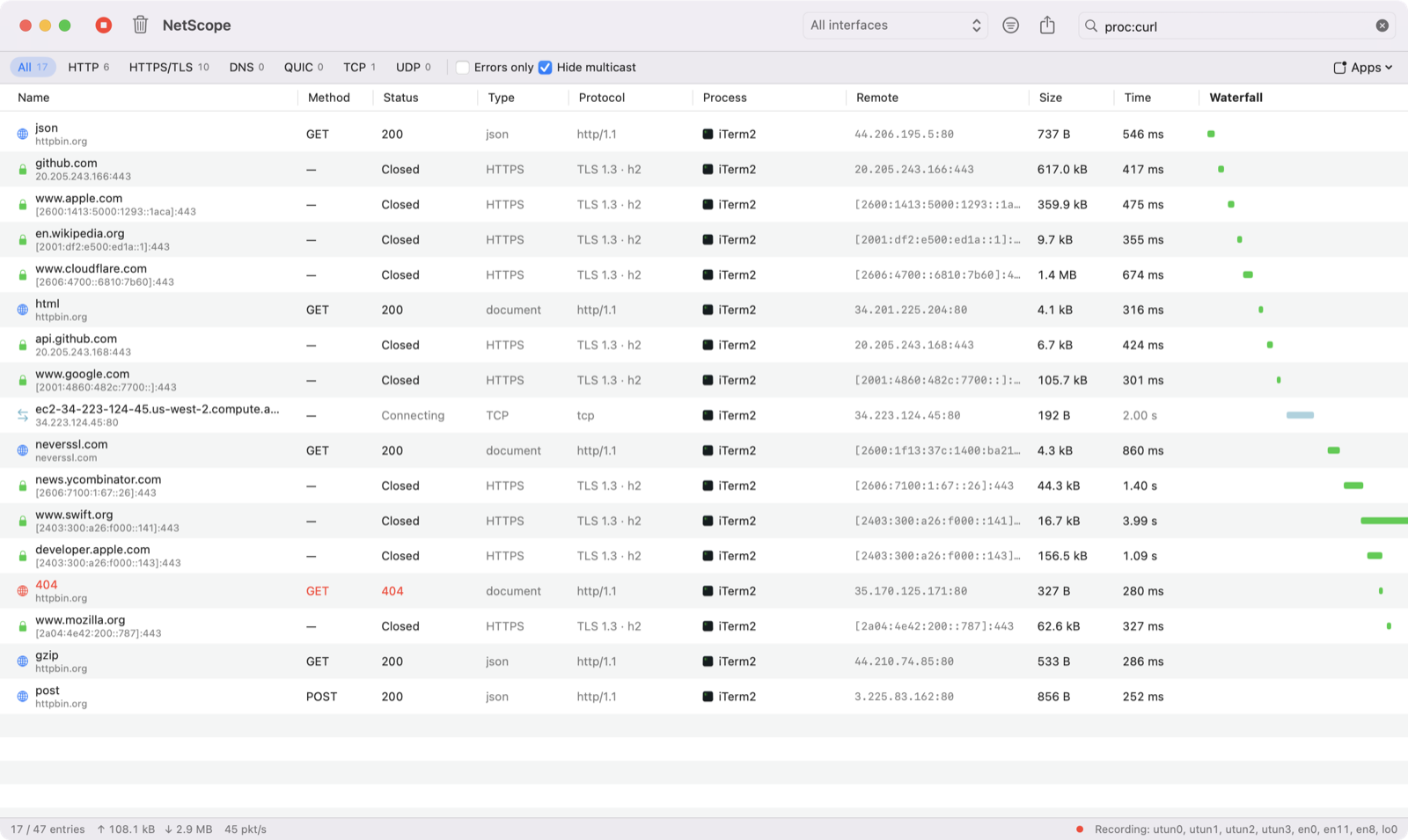 NetScope window on macOS